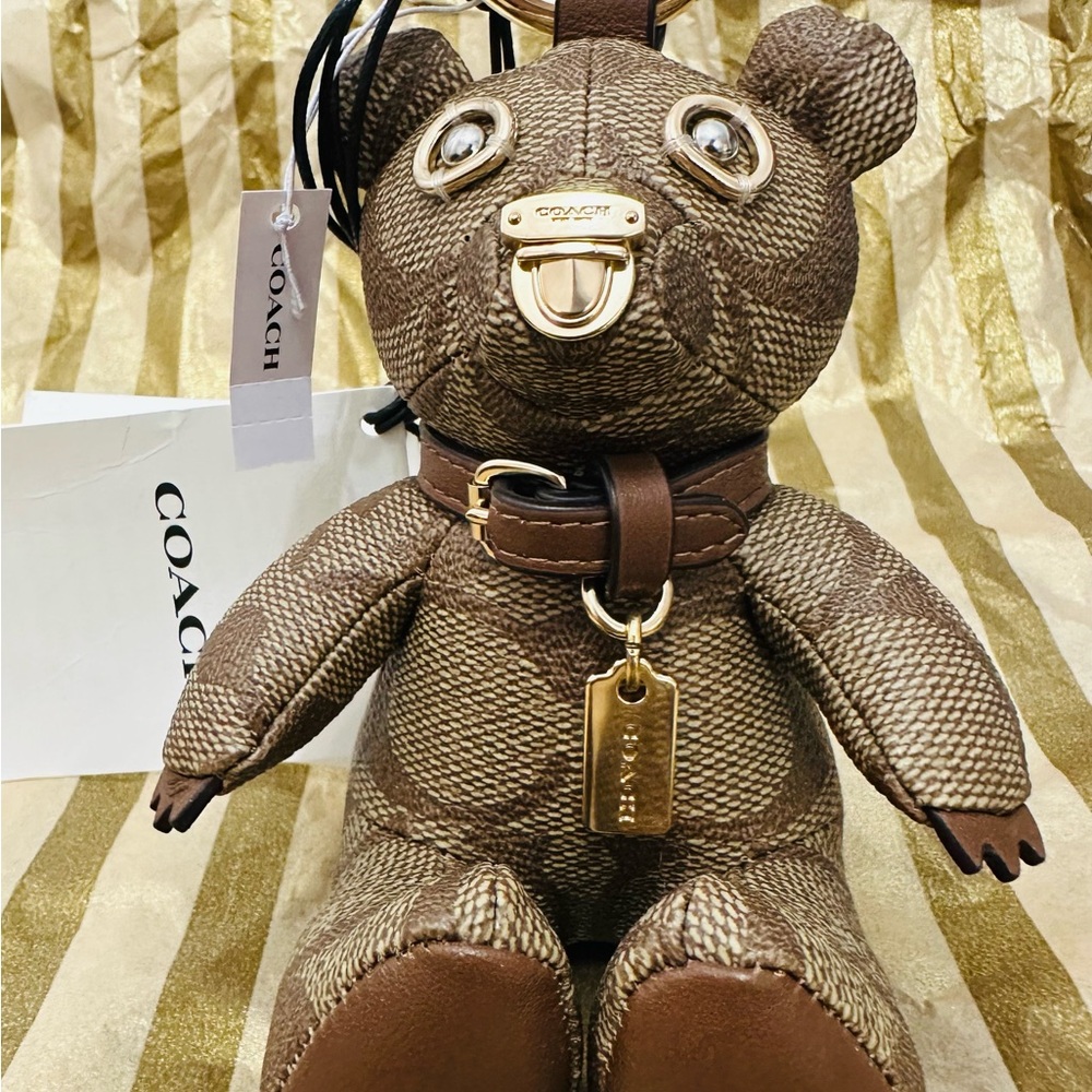 Coach Tan and Brown Bear Purse Charm/Keychain - Picture 2 of 3
